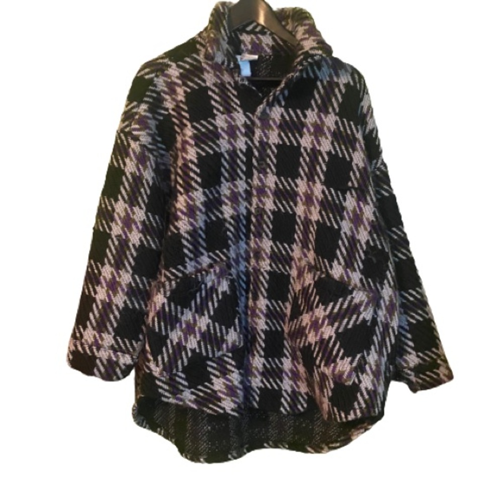 Ethos oversized shacket jacket black, green, purple, grey green plaid